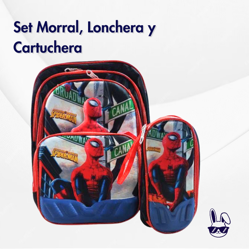 Set Maleta Escolar + Lonchera y Cartuchera