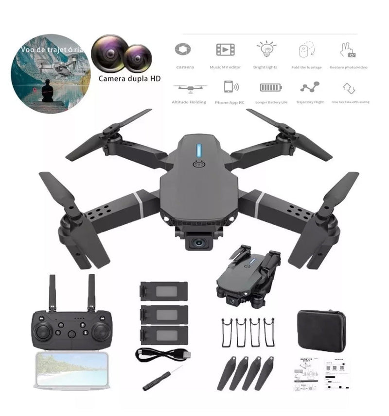 70%OFF🚨Nuevo Drone Doble Cámara 4k HD  WiFi - GRATIS Batería Adicional y Maletin 💼